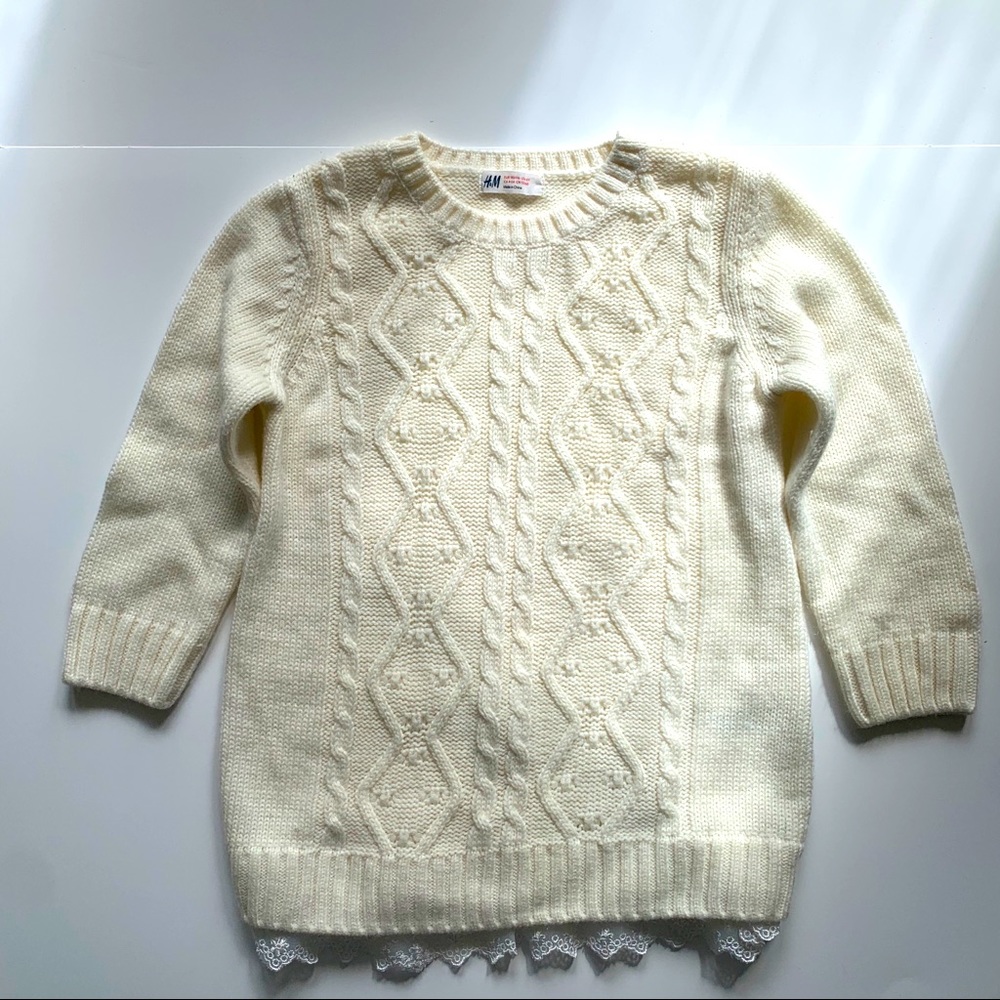 H and M cream cable knit sweater size 6